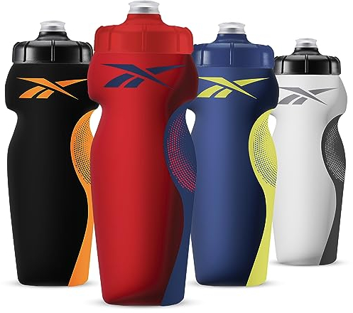 Reebok Squeeze Water Bottles With Athletic Design - Water Bottle 24 oz - Sports Water Bottle - Reusable Water Bottle For Gym, Running, Hiking etc, BPA Free (Red)