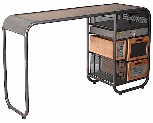 Schreibtisch „NEW YORK LOFT“ – Industrial Computertisch | Holz & Metall | 6 Schubladen im Patchwork Design | Vintage Arbeitstisch lof098 Palazzo Exklusiv