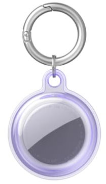 Msagkah Custodia Impermeabile per Apple AirTag, Copertura di Protezione Impermeabile a Copertura Totale con Portachiavi, Supporto Idrorepellente con Portachiavi per Apple AirTag (Viola trasparente)