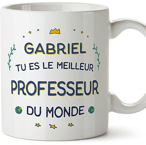 Mugffins Tasses Personnalisables pour PROFESSEUR homme - En Français - Cadeau Personalisé- Meilleur du Monde - 11 oz / 330 ml
