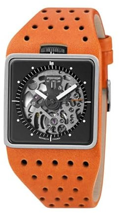 Lip Montre Big TV - Squelette Automatique - Cuir Orange Perforé