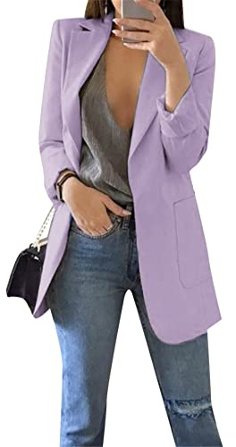 YMING Donna Cardigan da Donna Business Office Blazer Invernale Inverno Business Cardigan Bavero Viola Chiaro XXL
