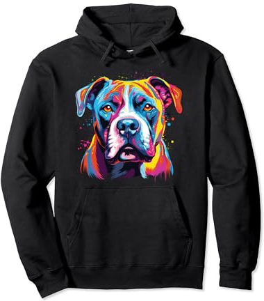 Wasserfarben Farbenfroher American Bulldog Hunde Pullover Hoodie