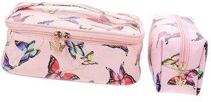 Housoutil 2stücke Tragbare Kosmetiktasche Wasserabweisend Große Aufbewahrung Für Make-up Schmuck Und Reiseaccessoires Für Damen Und Unterwegs