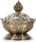 Gonyscag Räucherschale Lotus Räucherstäbchenhalter, Räuchergefäß, Vintage Rückfluss Salbei Weihrauchbrenner mit Deckel Duftkegelhalter für Räucherpulver, Heim und Büro Dekoration(Bronze)