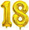 PatiCool Zahlen Luftballon 18 Gold, 100cm - 40 Zoll Luftballons Geburtstag, XXL Riesen Folienballon 18 Gold Geburtstagsdeko, Helium Ballons Zahlen 18 für Kinder, Junge, Mädchen