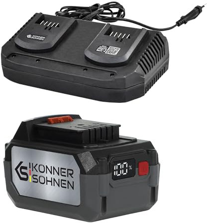 K&S Könner&Söhnen set Ladegerät für Li-Ion Akku KS C35A-2 + Li-Ion Akku 20V KS 20V4-1 (2pcs),Akku Ladegerät Nennausgangsspannung 21.5 V,Nennausgangsstrom 2×3.5А, Lithium-Ionen Akku 20V,Batteriekapazit