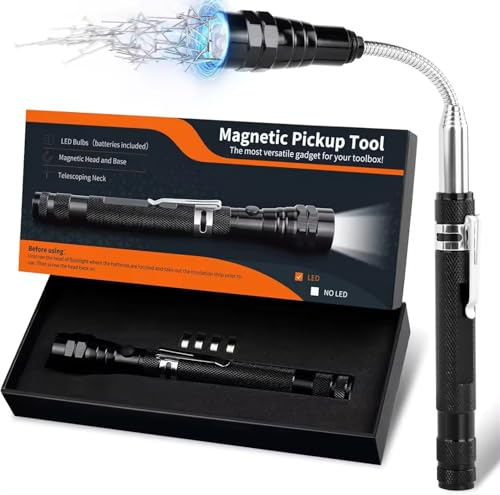 L&I Magnetic Pickup Tool, 3 Bright LED Lights – Unique Gift for Dad, Great Gadget for Men Who Have Everything