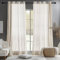 Deconovo Gardinen Ösenvorhang Leinenoptik Transparent Vorhang Gardine Voile Vorhänge Wohnzimmer Gardinenschal, 245x140 cm(HöhexBreite), Beige, 2er Set