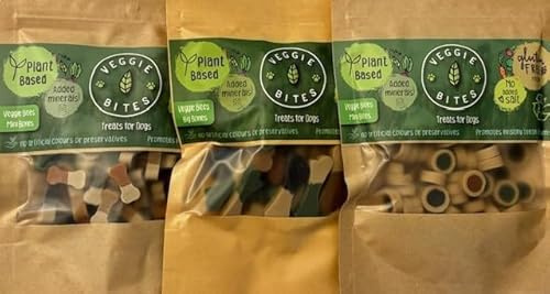 Veggie Bites Dog Treats Variety Pack (3 x 100g Packets) - Plant Based Gluten Free Dog Treats