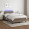 Willood Boxspringbett mit Matratze Bett Kopfteil LED, Einzelbett Bettgestell mit Lattenrost, Polsterbett Bettrahmen Taupe 120x200 cm Stoff Knopfheftung Design