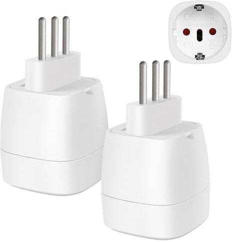 【2 Pièces】 Adaptateur de Voyage Italie, 2 Broches Europe vers 3 Broches Type L, Adaptateur de Prise Italie pour pour Syrie, Uruguay, Chili, Maldives