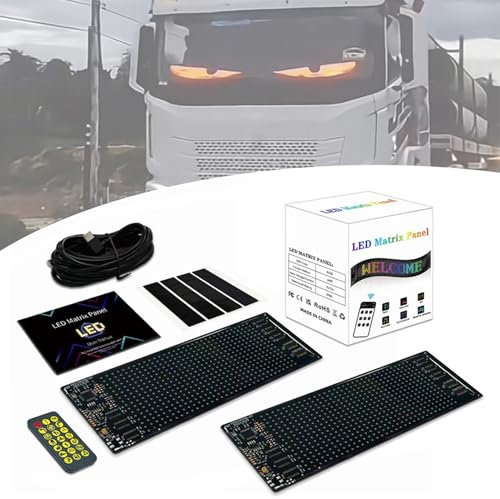 Ojos De Diablo For Coches, Pantalla LED Inteligente Dinámica Flexible For Coche, Ojos LED Programables For Coches Y Camiones(2 Pack,A 17.3 * 7cm)