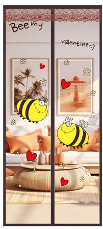 Puerta antimosquitera, puerta mosquitera magnética, puerta de balcón, puerta mosquitera, puerta mosquitera (modelo de abeja, 90 x 200)