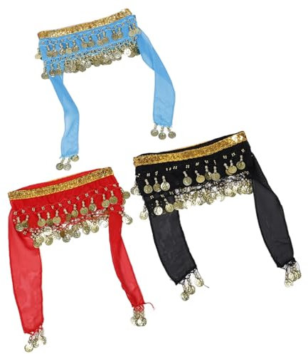 WRITWAA 3stücke Teiliges Glitzer Bauchtanz Hüfttuch Funkelnde Rave Kostüm Röcke Für Tanzaufführungen Mit Attraktiven Verzierungen