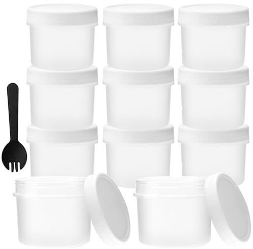 16 Stk Kleine Lebensmittelbehälter,160ml Kunststoffbehälter mit Deckel,Wiederverwendbare Kunststoffbehälter,Frischhaltedosen aus Kunststoff mit Schraubdeckel,für Suppen Deli-Cups zum Essenszubereitung