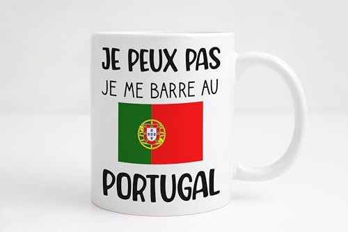 Groovy crea Je peux pas je me barre au Portugal - Mug drapeau portugais humour - Idée cadeau expat - fan du portugal