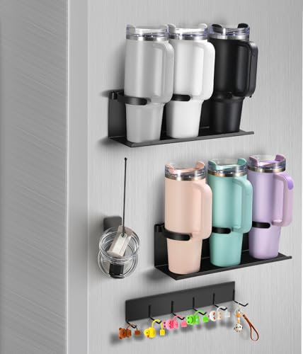 4 portavasos magnéticos Stanley para refrigerador, organizador de botellas de agua para Stanley de 40 onzas, organizador de tapa de vaso para accesorios de taza Stanley, soporte magnético para tazas