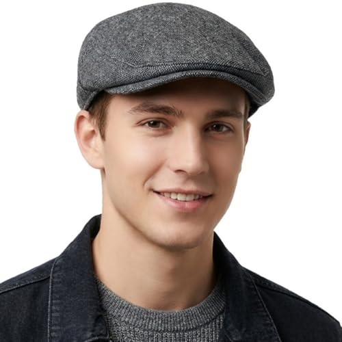 HIQIU Schiebermütze Herren Winter Baskenmütze Warme Newsboy Flatcap | Driving Cabbie Schieberkappe
