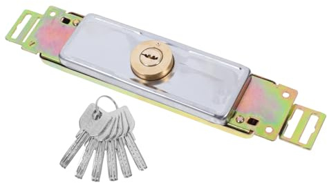 HOMSFOU Rolling Shutter Garage Door Lock with 6 Keys Vertical Keyway Security Lock for Warehouse and Home Roller Doors Sturdy Steel Construction Suitable for Garage