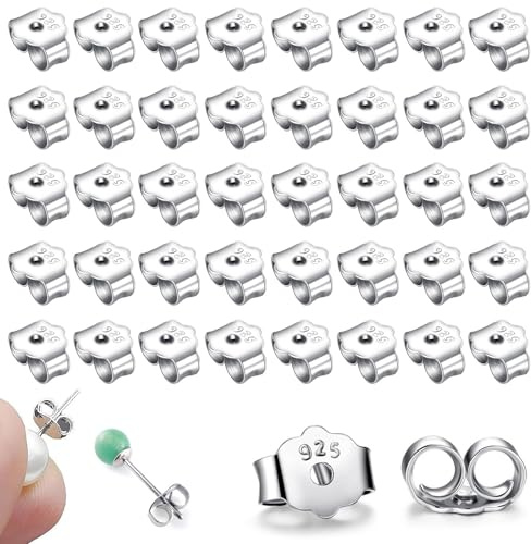40 Pcs Earring Backs for Studs, Secure and Durable Silver Butterfly Earring Backs Safety Backset, Earrings Backset Pads Stopper for Women's DIY Jewelry Replacement