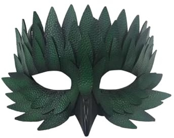 WDOPEN Maschera di piume a metà faccia di Halloween con becco di uccello maschera corvo per balli in maschera, Halloween animale Cosplay partito