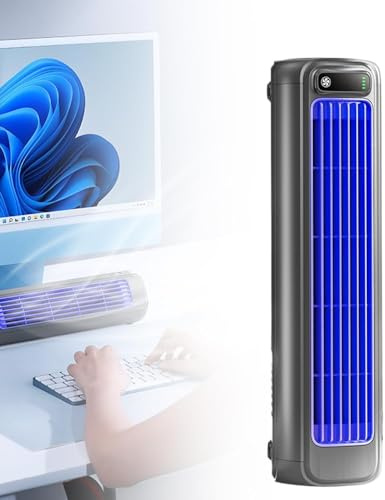 Portable Air Conditioner Cooling Fan Quiet with 3 Speeds, 2026 New Portable Handheld Turbo Fan, USB Charging AirConditioner Fan, Adjustable Speed Bladeless Fan for Bedroom Desktop Home (Grey)