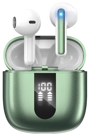 JBES Cuffie Bluetooth, Auricolari Bluetooth 5.4 In Ear Stereo con 4 Microfono ENC, 60 Ore Cuffiette Wireless Cancellazione Rumore, IP5 Auricolare per iPhone e Androide, Earbuds (Verde)