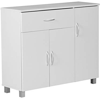 FineBuy Design Sideboard SETE 90 x 75 x 30 cm, Schränkchen mit 1 Schublade 3 Türen, Moderne Schlafzimmer Kommode, Anrichte Esszimmer, Schmaler Schuhschrank mit Schublade