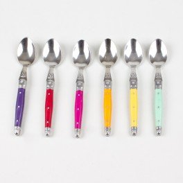 Jean Dubost - Coffret 6 cuillères à café Laguiole couleurs en Inox irisées
