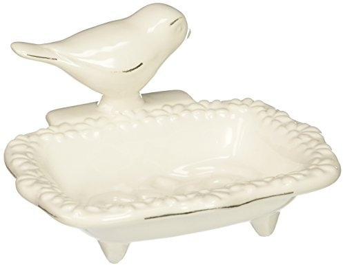 Abbott Collection Seifenschale mit Vogelmotiv, Weiß