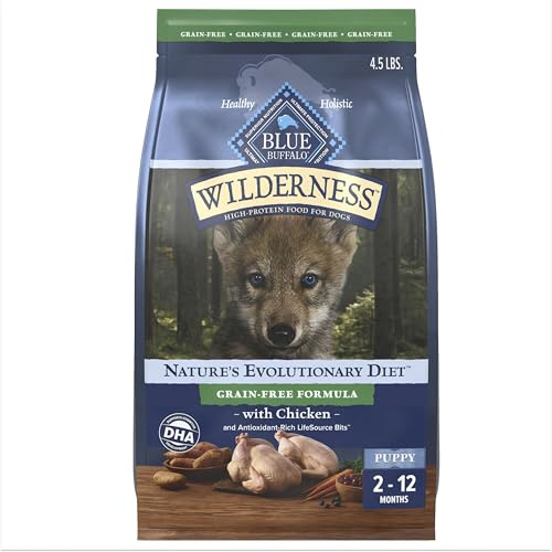 Blue Buffalo Wilderness Puppy High-Protein Dry Dog Food with Real Chicken, Grain-Free, Made in the USA with Natural Ingredients, Chicken, 4.5-lb Bag