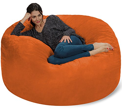 Chill Sack Bohnenbeutelstuhl: Riesen-5' Memory-Foam-Möbel Sitzsack - großes Sofa mit weicher Microfaserabdeckung - Orange