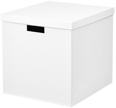 TJENA 32x35x32 cm A4 Size Home/Office White Storage Box with Lid (Perfect for papers, newspapers, photos or other memorabilia)