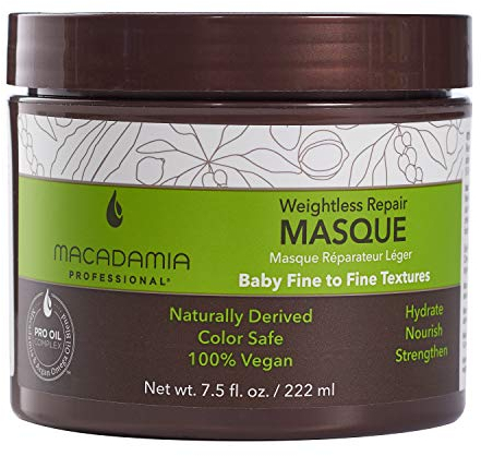Macadamia Professional Weightless Repair Masque - Hydrating Argan Oil Deep Conditioning Hair Mask for Damaged Hair Care Sulfate & Paraben Free, 100% Vegan, 7.5 fl oz