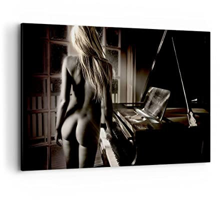 Wandbilder Dekoration Wohnzimmer Frau Nackt Geheimnis Bilder auf Leinwand 120x80cm Leinwandbild Schlafzimmer Küche Deko Wand Kunstdruck Art Groß XXL Wanddeko Bild Wall Decor Canvas AA120x80-0114