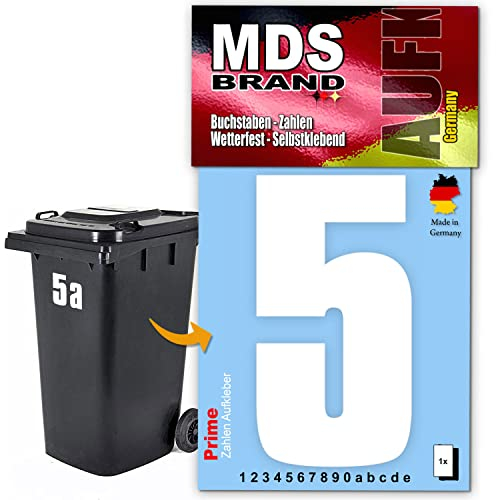 MDS Brand Prime 15cm Zahlen Aufkleber Klebezahlen Selbstklebend Hausnummer Aufkleber Weiss (5)