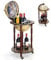 GOPLUS Mappamondo Bar Porta Bottiglie Scaffale per Vino in Modello Mappamondo Vintage Artistico, Supporto Robusto di Legno, con 3 Ruote 88x44,5x44,5cm
