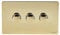 Schneider Electric Ultimate Screwless Flat Plate - 3 Gang 2 Way Dimmer Light Switch, Main and Low Voltage, 250W/VA, GU6432CPB, Polished Brass