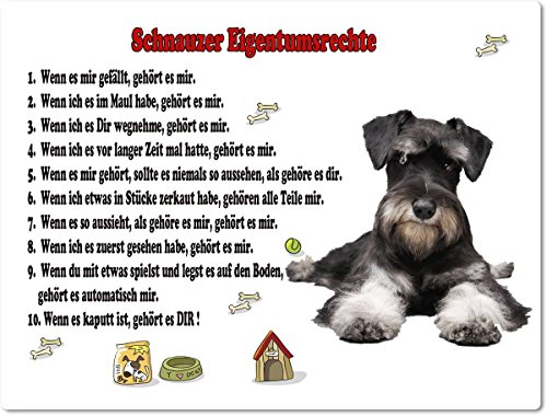Merchandise for Fans Blechschild/Warnschild/Türschild - Aluminium - 20x30cm Eigentumsrechte Motiv: Schnauzer (01)