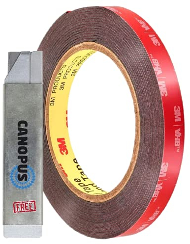 CANOPUS Nastro Biadesivo Extra Forte, (10mm x 3metri), Impermeabile Nastro di Montaggio, Nastro Biadesivo Sottile per Striscia LED, Decorazioni Per la Casa, Uso Esterno e Interno, Nero