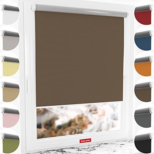 Schuette® Verdunkelungsrollo ohne Bohren/mit Bohren 2in1 ● Thermo Rollo Kollektion: Dark Walnut (Braun) ● 45 x 130 cm (Breite x Höhe) ● Suprafix Klemmrollo = Klemmfix 2.0 ● 60s Montage mit Video