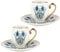 KARACA Iznik - Juego de 2 tazas de café de 90 cc, tazas pequeñas de porcelana y platillos, taza de café turco, juego de 2 tazas Demitasse de 3 onzas para bebidas de café especiales, juego de espresso