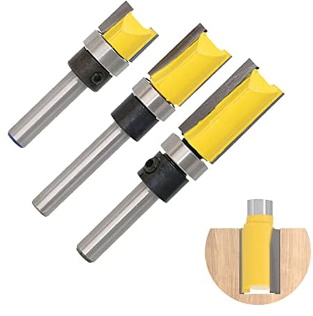 sylbx Fresa per filo dritto Carburo,Set di 3 frese a filo con gambo da 6 mm, fresa a scanalatura, fresa per legno, lega di stoppino per router di trim a filo per la casa