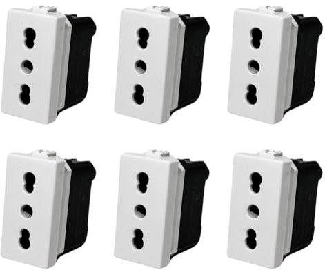 6 Pezzi Prese Interruttori Compatibile Bticino Matix Presa Bipasso 2P+T 16A 250V ANMECS (6)