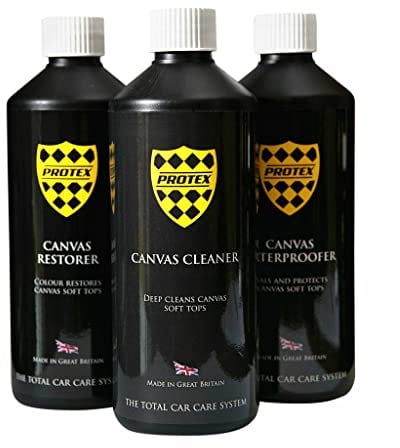 PROTEX Cabrio Soft Top Pflegeset mit Canvas Cleaner/Restorer (Schwarz)/Imprägnierer – 1 l
