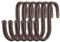 Brute Strength - S-Haken mit Vollnarbenleder umwickelt - 6 Stück - Braun - 10 cm Edelstahl-Metallbügel Aufhängehaken für Küche, Werkstatt, Bad