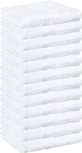 Utopia Towels - Salon-Handtuch, 12 Stück (Nicht bleichfest, 40,6 x 68,6 cm), sehr saugfähige Baumwolltücher für Hand, Fitnessstudio, Schönheit, Spa und Haarpflege zu Hause, weiß