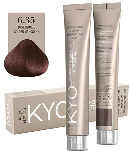 Kyo Hair Color 100 ml - Ammoniakfreie Haarfarbe angereichert mit Keratin und Meereskollagen (6.35 dunkelblond gold mahagoni)