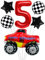 Liitata Rennwagen Luftballon Set Rennauto 5. Kinder Geburtstag Deko Zahl 5 Folienballon Rot Großes Rennwagen Luftballons Zielflagge Ballon Stern Ballon für Junge Geburtstag Party Motto Party Deko